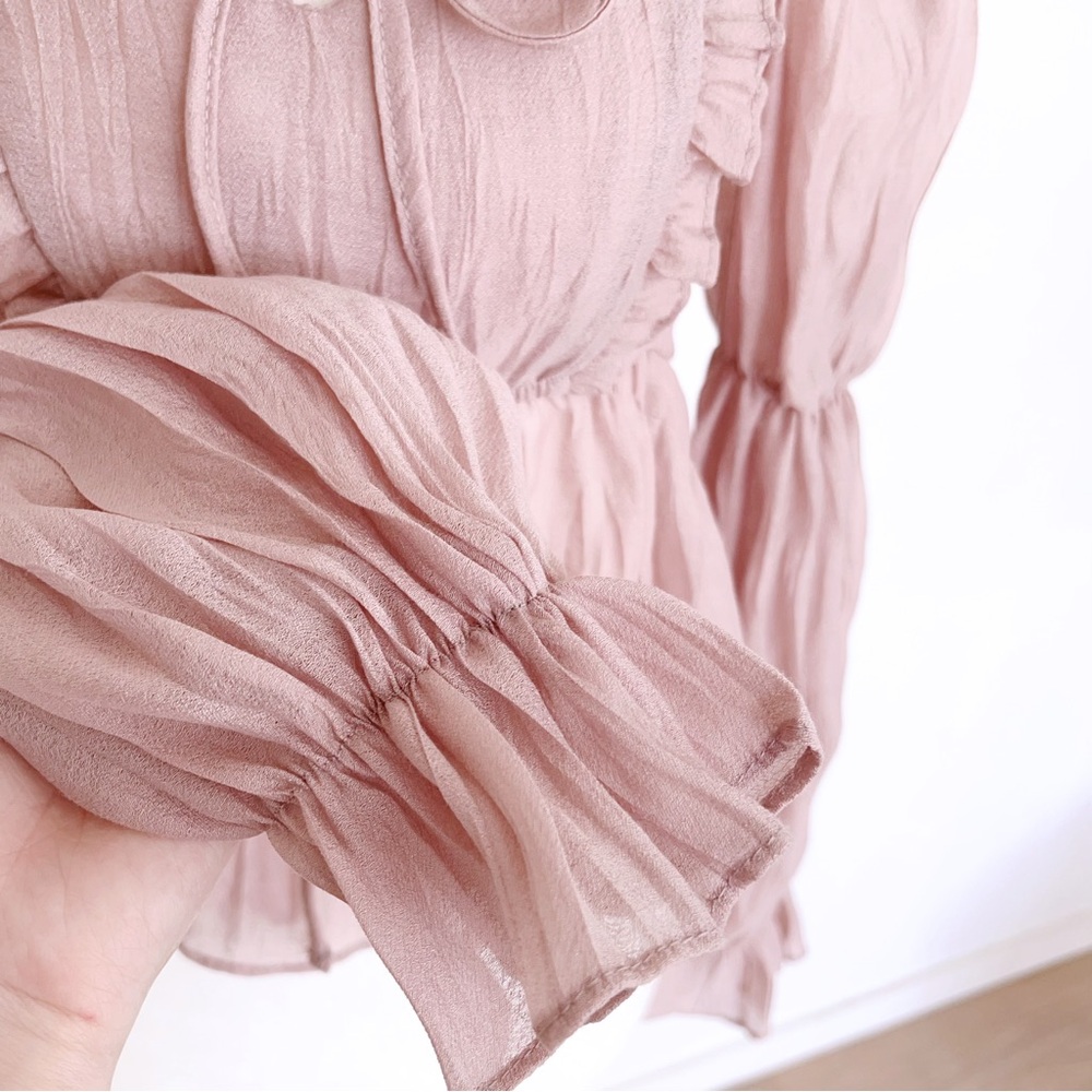 Fairycore Sheer Blouse – Soft Romantic Puff Sleeve Top！100% new condition! - Picture 9 of 10
